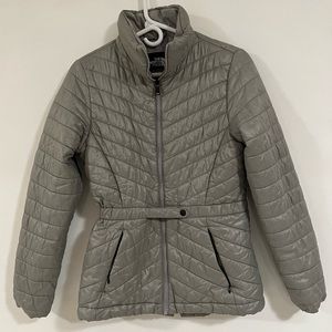 North Face Grey Belted Jacket - Stylish & Warm